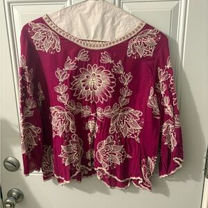 Solitaire Pink Floral Embroidered Blouse